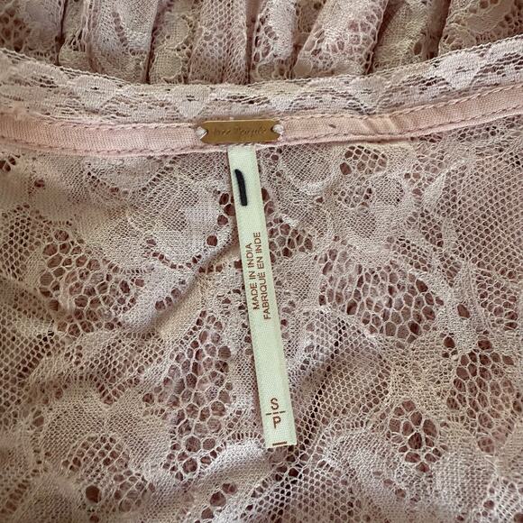 Free People mini dress floral lace cutout ruffled tiered sheer mesh boho Small - Picture 7 of 8